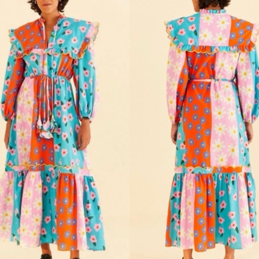 FARM Rio Colorful Floral Long Sleeve Dress